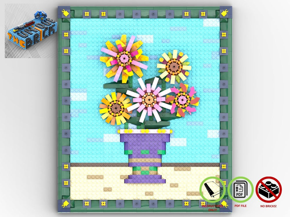 LEGO-MOC - Flowers Picture Frame - The Unique Brick