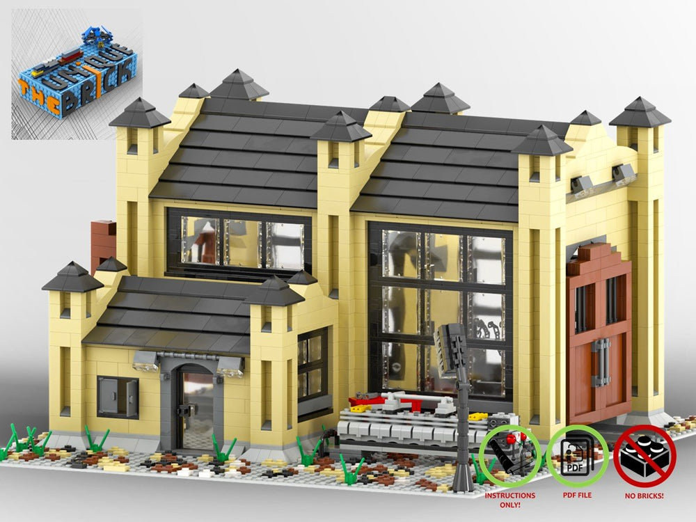 LEGO-MOC - Train Engine Shed (Tan) - The Unique Brick