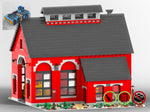 LEGO-MOC - Train Engine Shed (Red) - The Unique Brick