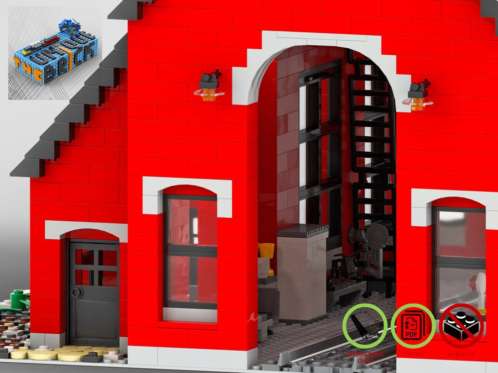 
                  
                    Load image into Gallery viewer, LEGO-MOC - Train Engine Shed (Red) - The Unique Brick
                  
                