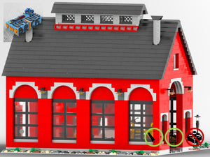
                  
                    Load image into Gallery viewer, LEGO-MOC - Train Engine Shed (Red) - The Unique Brick
                  
                